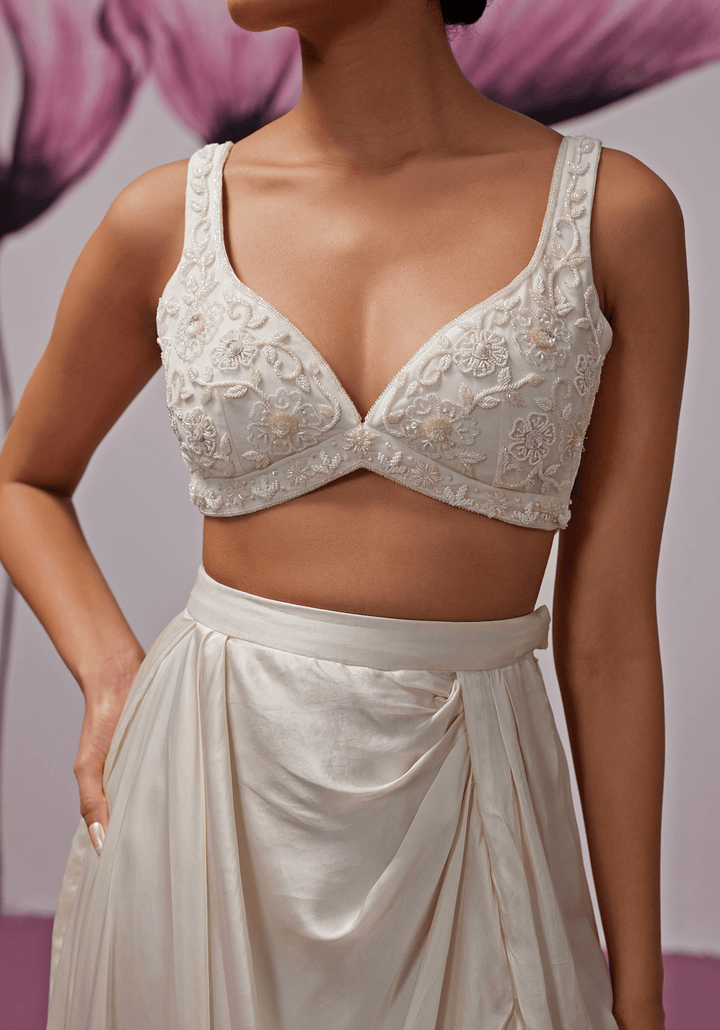 Ivory Slit Skirt and Cape Set Zoon Tribe - Fabilicious Fashion