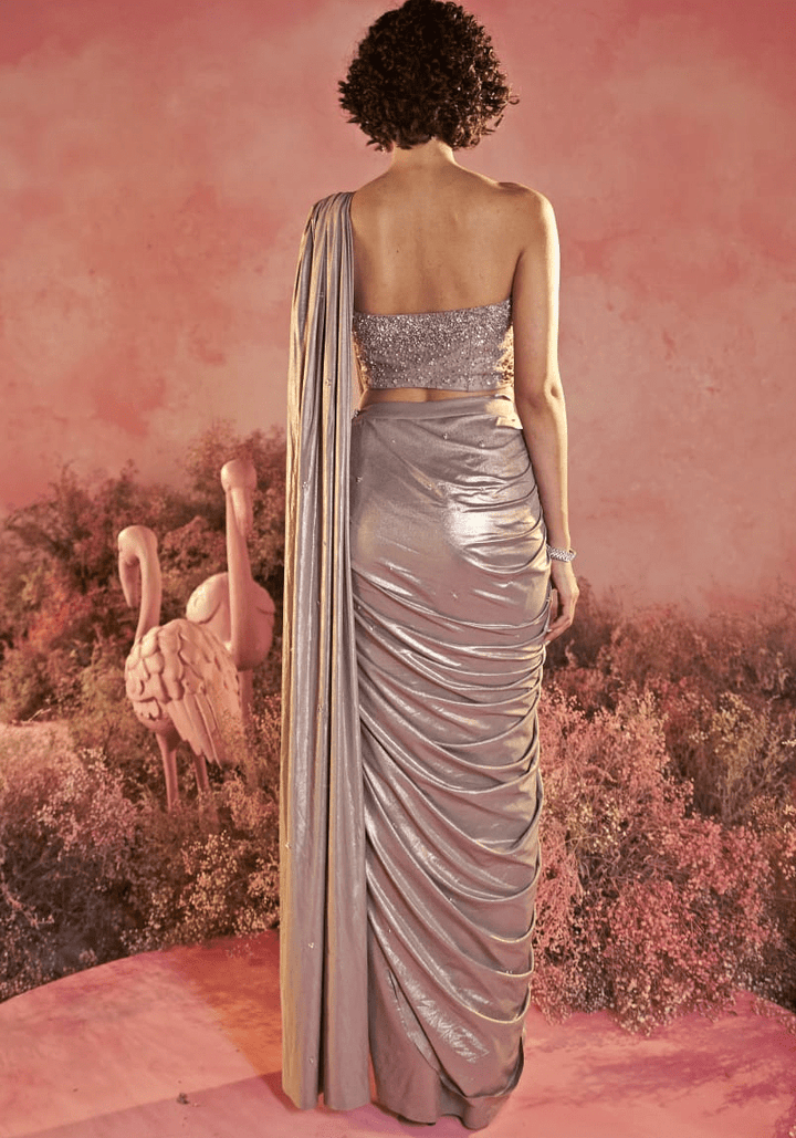 Metallic Gold Corset Saree Parul Gandhi - Fabilicious Fashion