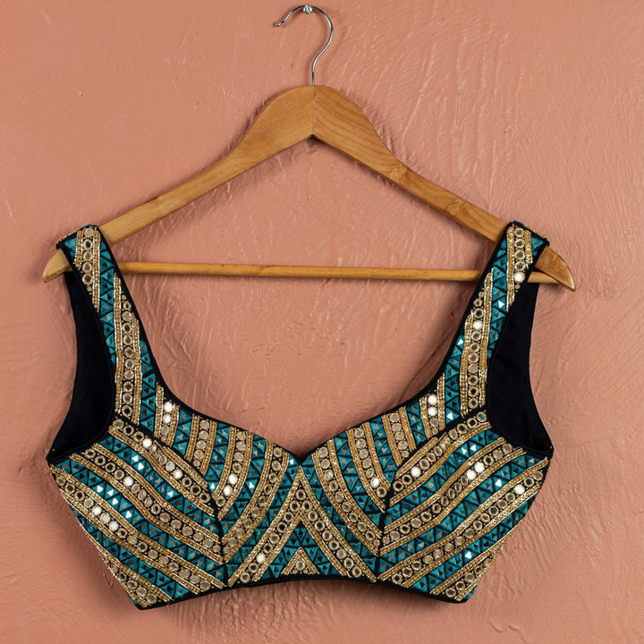 Midnight Blue Floral Printed Georgette Lehenga Set With Mirrorwork Blouse Anisha Shetty - Fabilicious Fashion