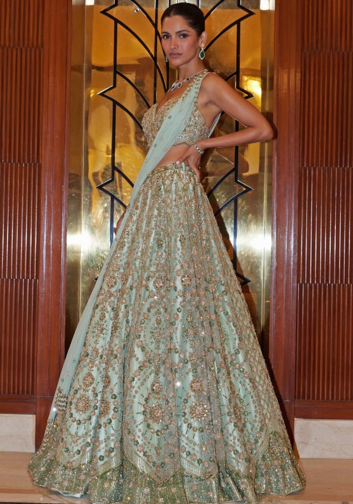 Mint Green Bridal Lehenga Set Nitika Gujral - Fabilicious Fashion