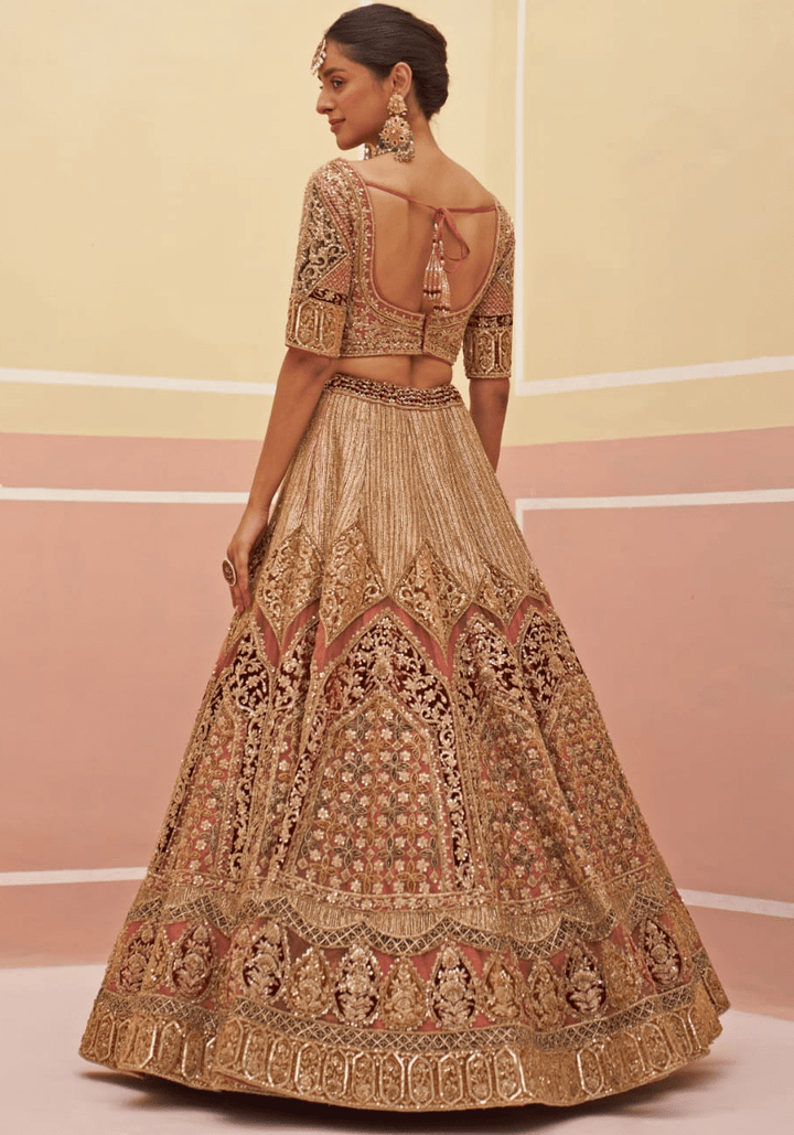 Onion Pink Organza Embroidered Bridal Lehenga Angad Singh - Fabilicious Fashion