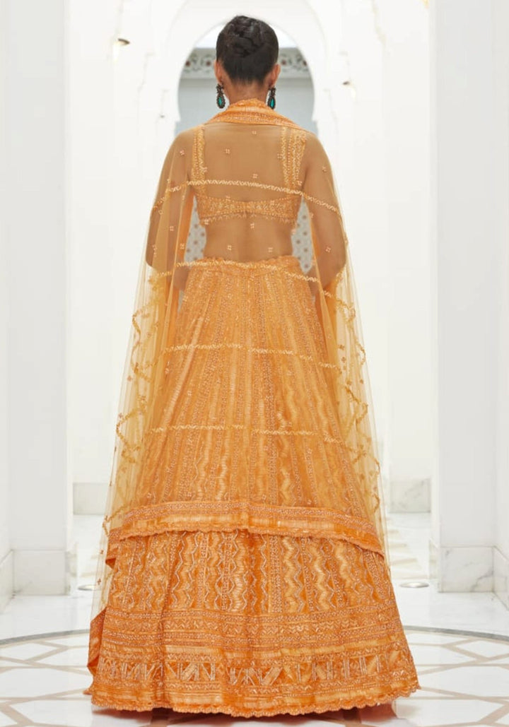 Orange Embroidered Bridal Lehenga Set Nitika Gujral - Fabilicious Fashion