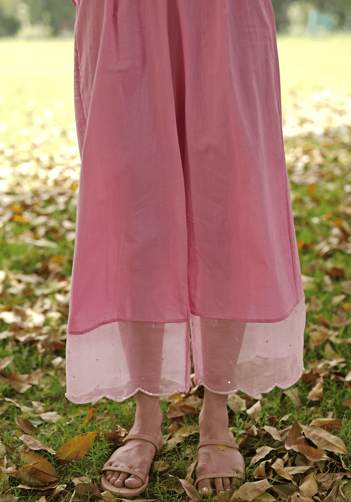 Pink Embroidered Kurta Set Zoon Tribe - Fabilicious Fashion