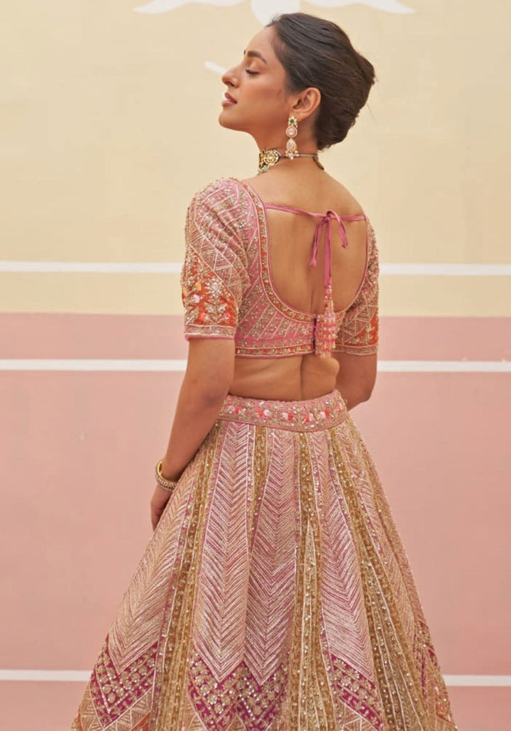 Pink Organza Embroidered Bridal Lehenga Angad Singh - Fabilicious Fashion