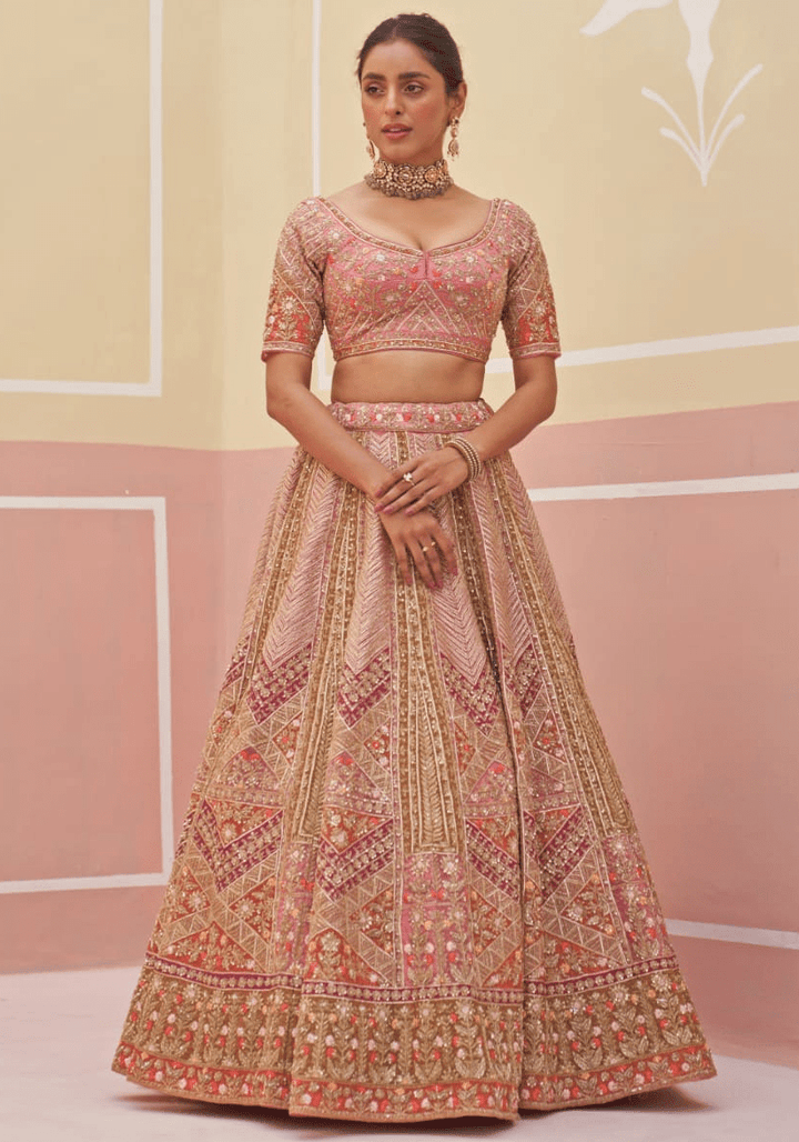Pink Organza Embroidered Bridal Lehenga Angad Singh - Fabilicious Fashion