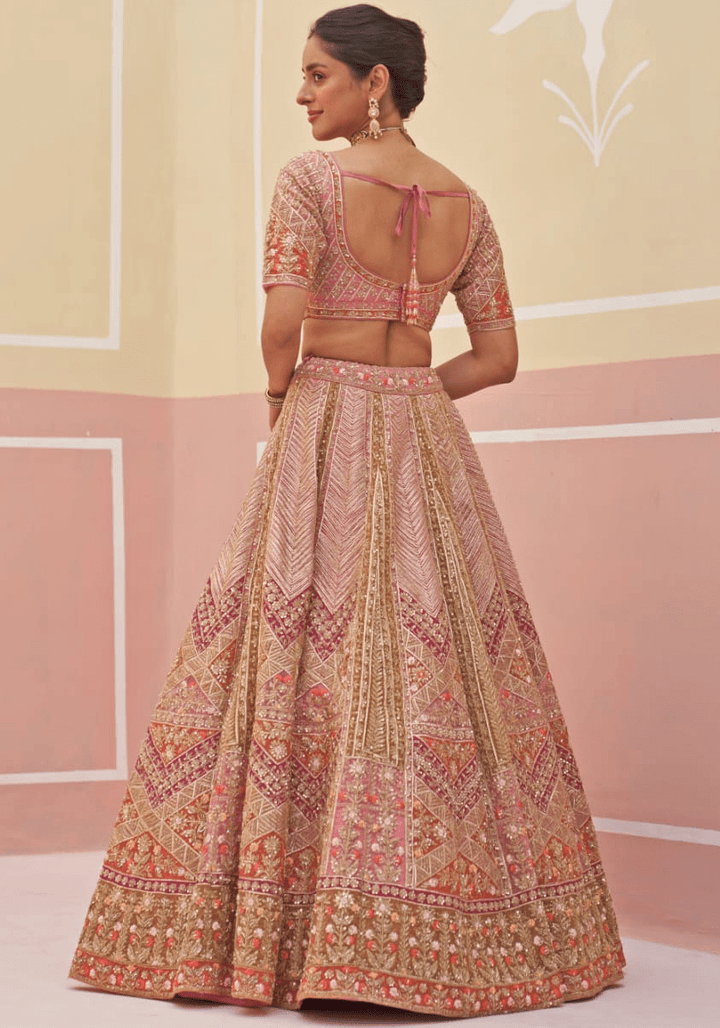 Pink Organza Embroidered Bridal Lehenga Angad Singh - Fabilicious Fashion