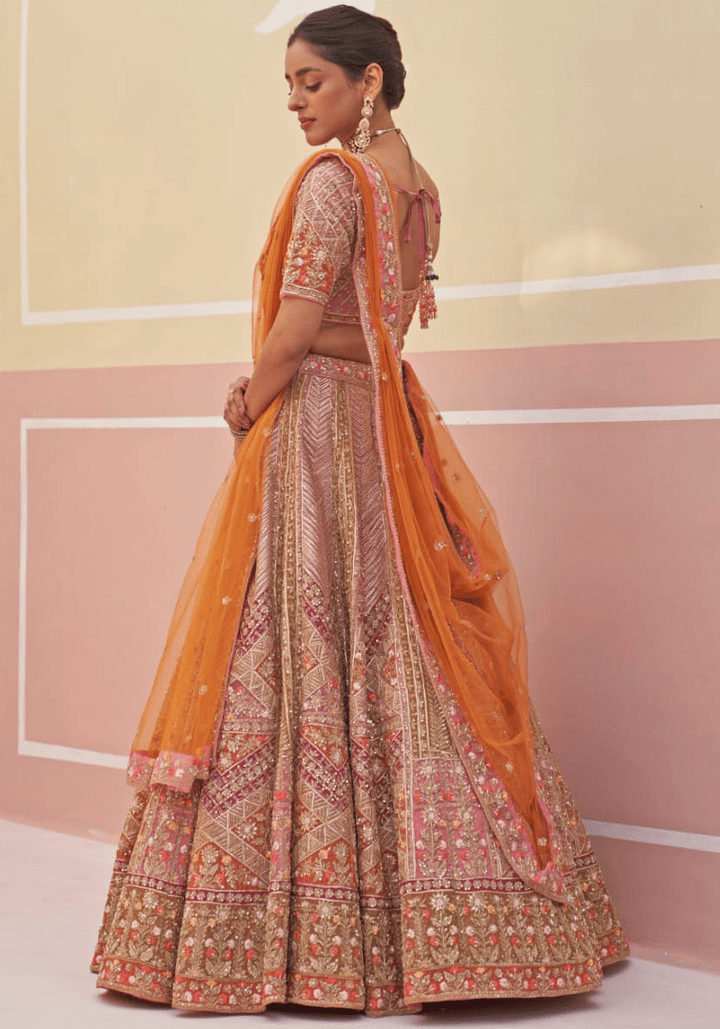 Pink Organza Embroidered Bridal Lehenga Angad Singh - Fabilicious Fashion
