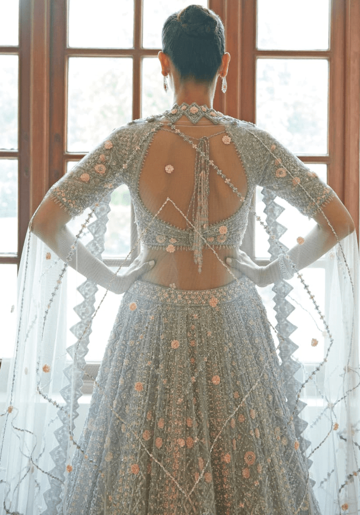 Silver Grey Bridal Lehenga Set Nitika Gujral - Fabilicious Fashion