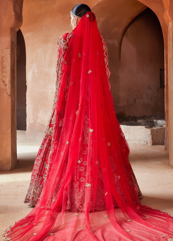 Vermillion Red Embellished Bridal Silk Lehenga Set With Belt Nitika Gujral - Fabilicious Fashion