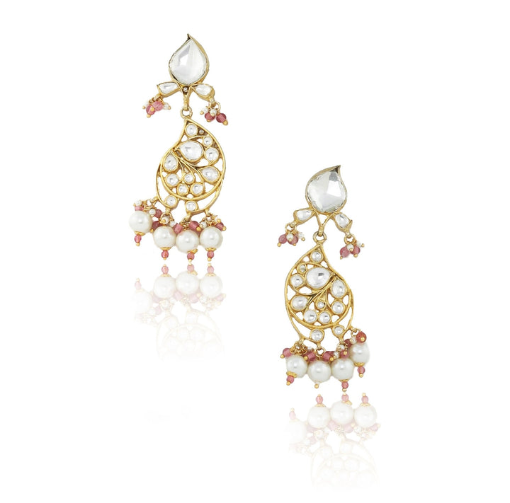 Whiite Small Stone Oval Motives Necklace Set Riana by Shikha Jindal - Fabilicious Fashion