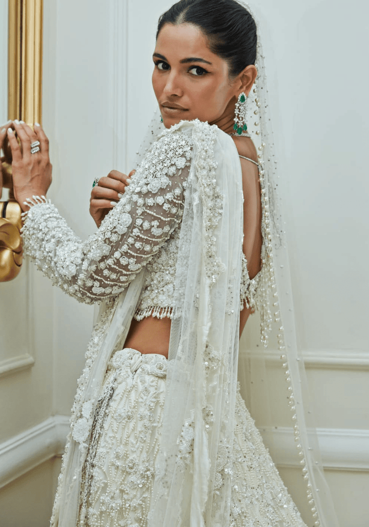 White Bridal Lehenga Set Nitika Gujral - Fabilicious Fashion