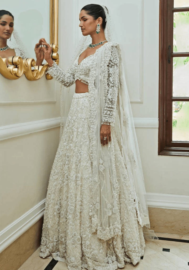 White Bridal Lehenga Set Nitika Gujral - Fabilicious Fashion