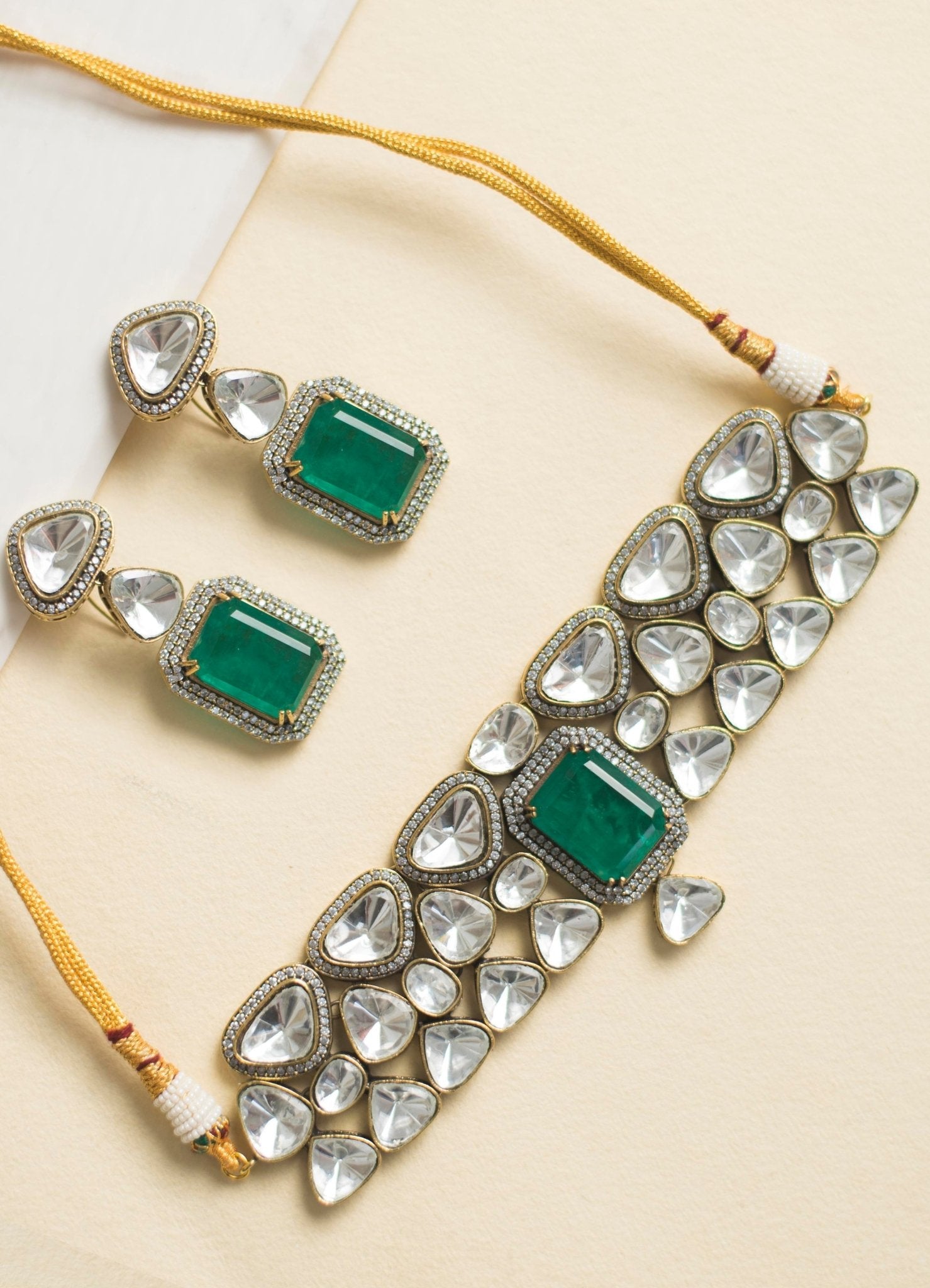 Polki emerald choker shop