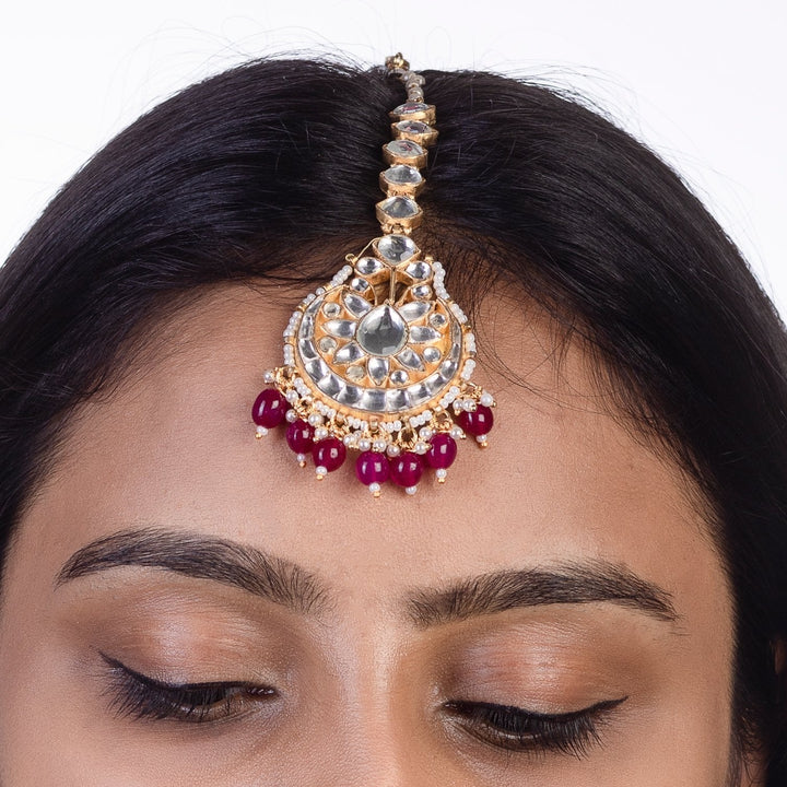 White Tikka With Pink Hangings Riana by Shikha Jindal - Fabilicious Fashion