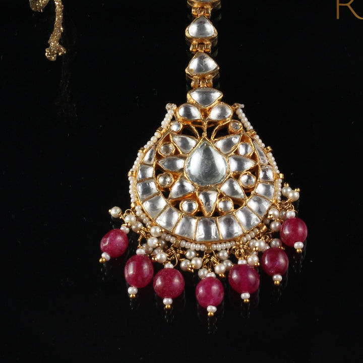 White Tikka With Pink Hangings Riana by Shikha Jindal - Fabilicious Fashion