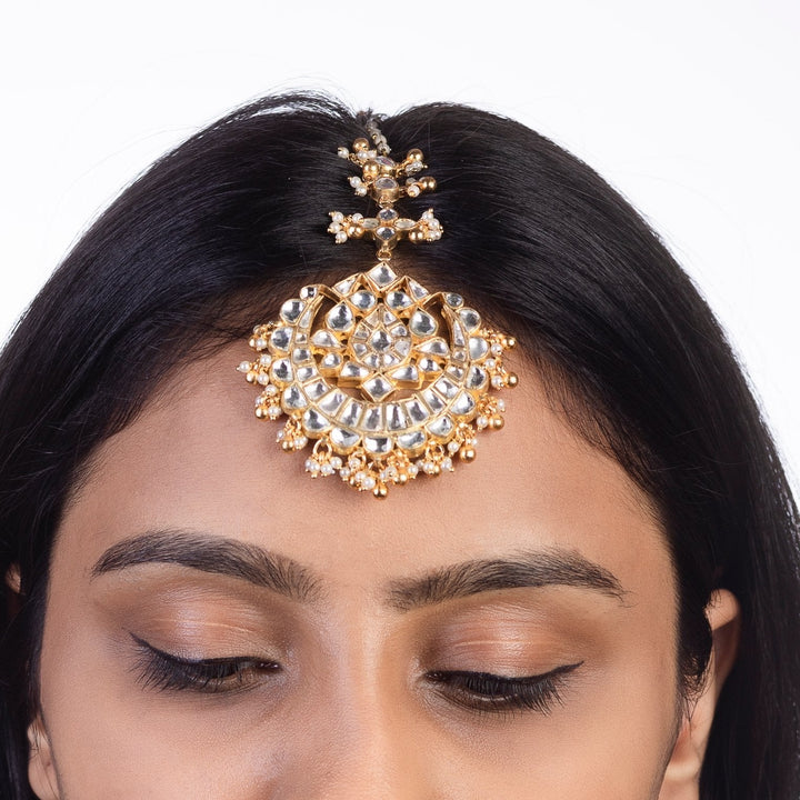 White With Gold Tikka Riana by Shikha Jindal - Fabilicious Fashion