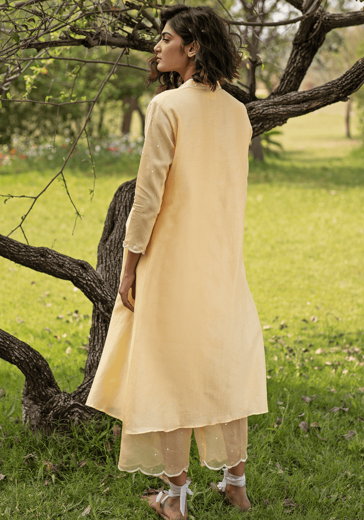 Yellow Embroidered Kurta Set Zoon Tribe - Fabilicious Fashion