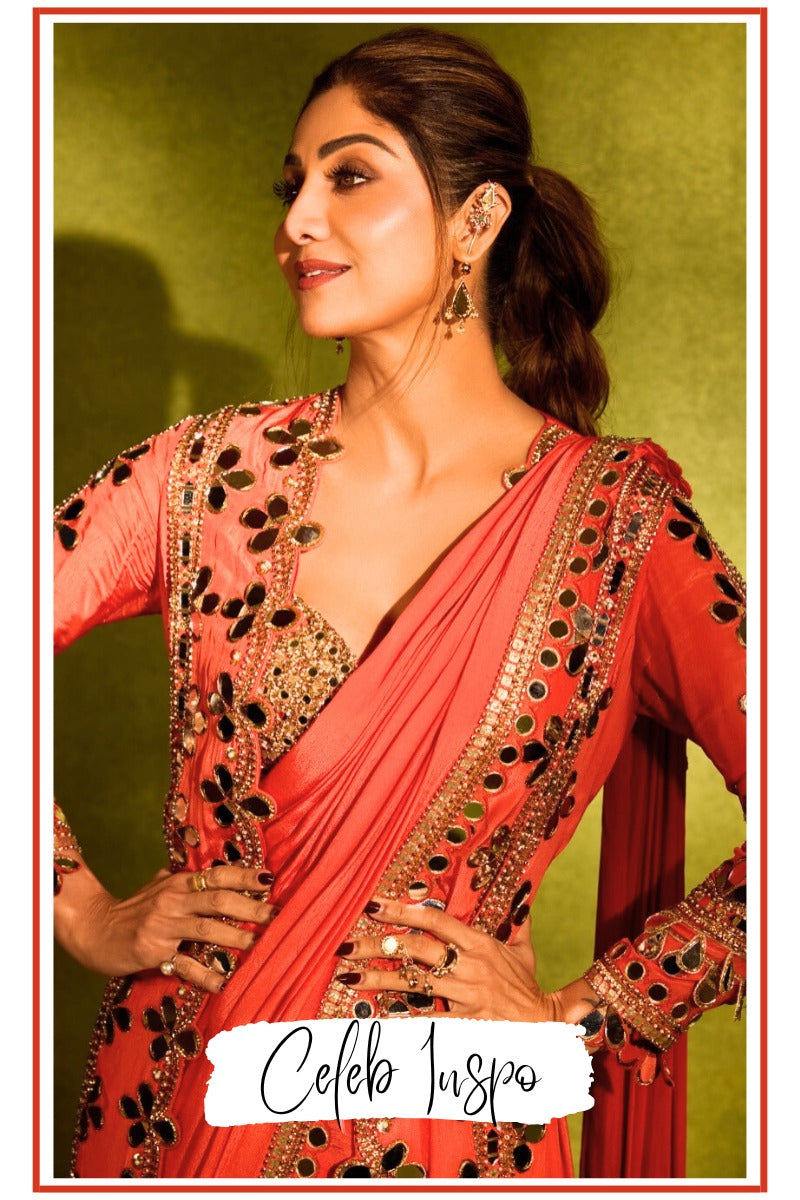 Celebrity Spotlight: Shilpa Shetty in Red Saree by Nidhika Shekhar