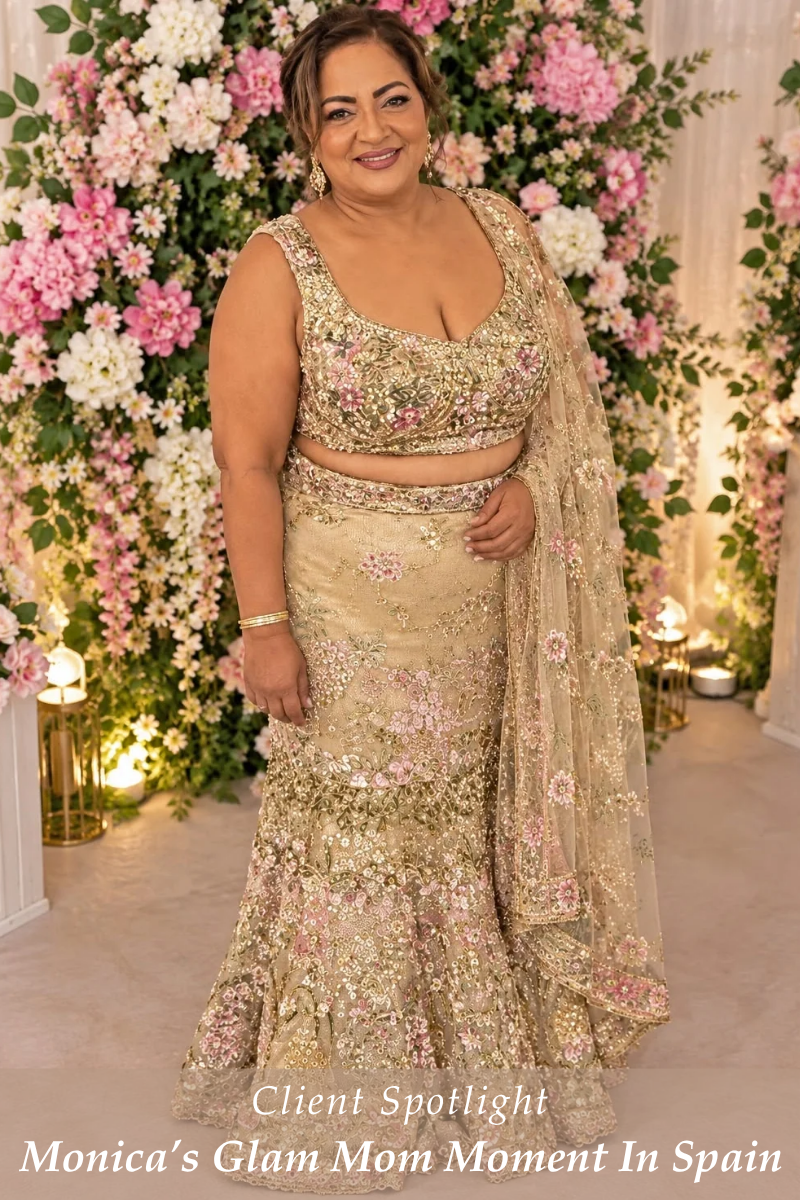 Mother of the Bride Outfits: Monica Beepat's Moledro and Nitika Gujral Looks in Spain - Fabilicious Fashion