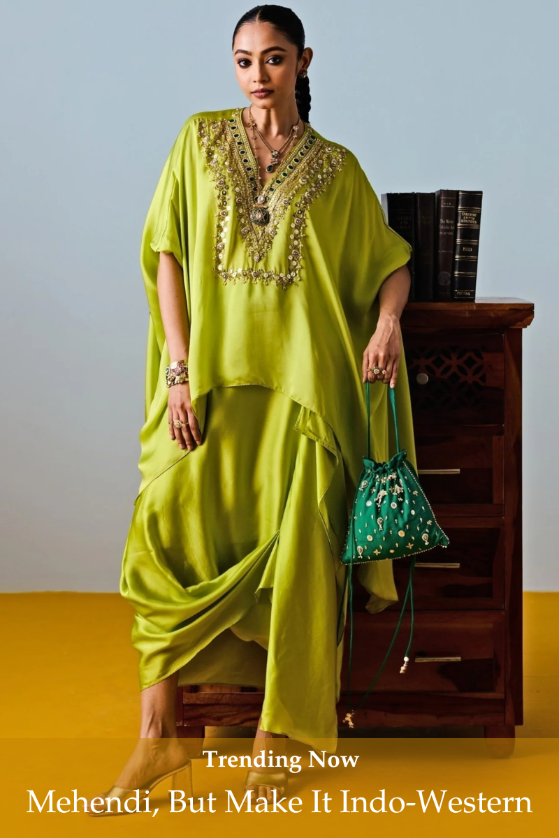 Indowestern Mehendi Outfit Ideas That Feel Fresh and Playful - Fabilicious Fashion