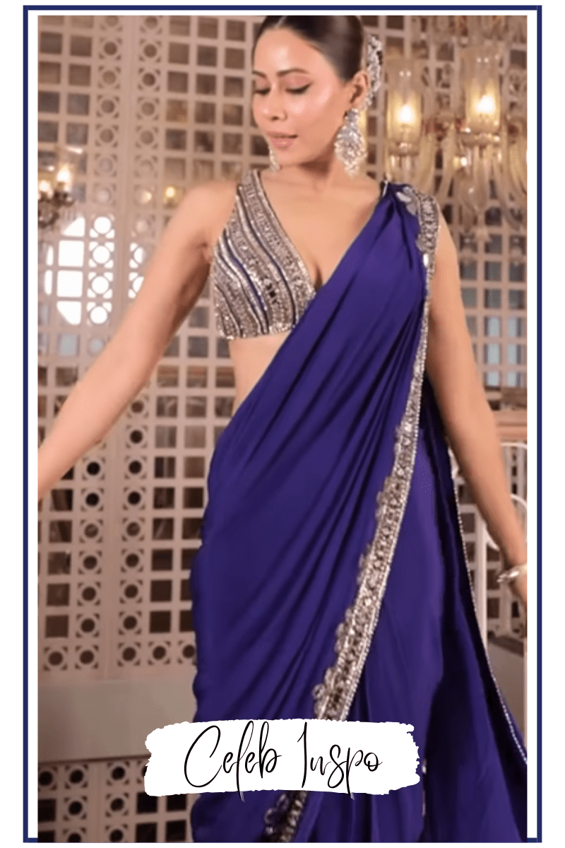 Celebrity Spotlight: Swati Vatssa in Nidhika Shekhar’s Royal Blue Pre-Draped Saree - Fabilicious Fashion