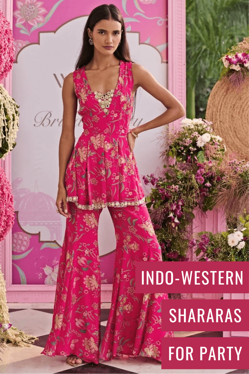 Cocktail Party Looks: Indo-Western Sharara Suits with a Twist - Fabilicious Fashion