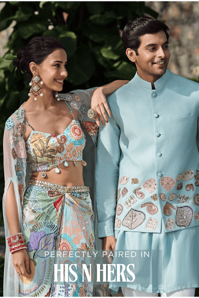 His & Hers Mehendi and Sangeet: Perfectly Paired Wedding Guest Outfits
