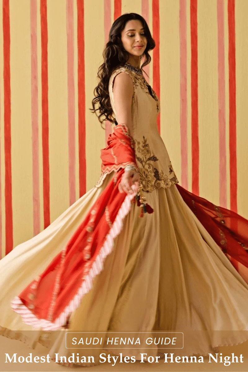 Modest Indian Outfits for a Saudi Henna Night - Fabilicious Fashion