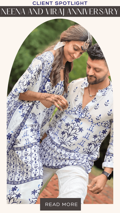 Neena & Viraj’s 10th Anniversary: Matching His and Hers Indo-Western Outfits by Fabilicious