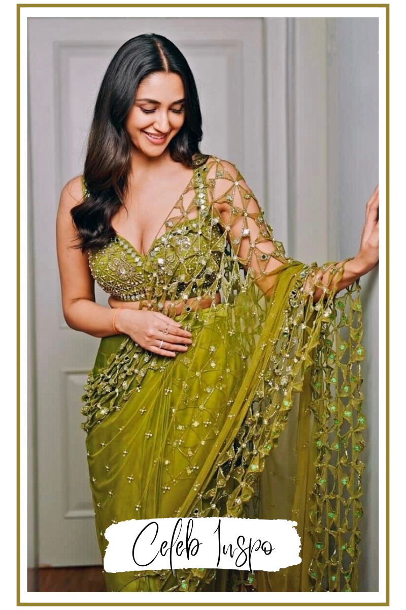 Nikita Dutta’s Mesmerising Diwali Saree Look in Olive Glamour - Fabilicious Fashion