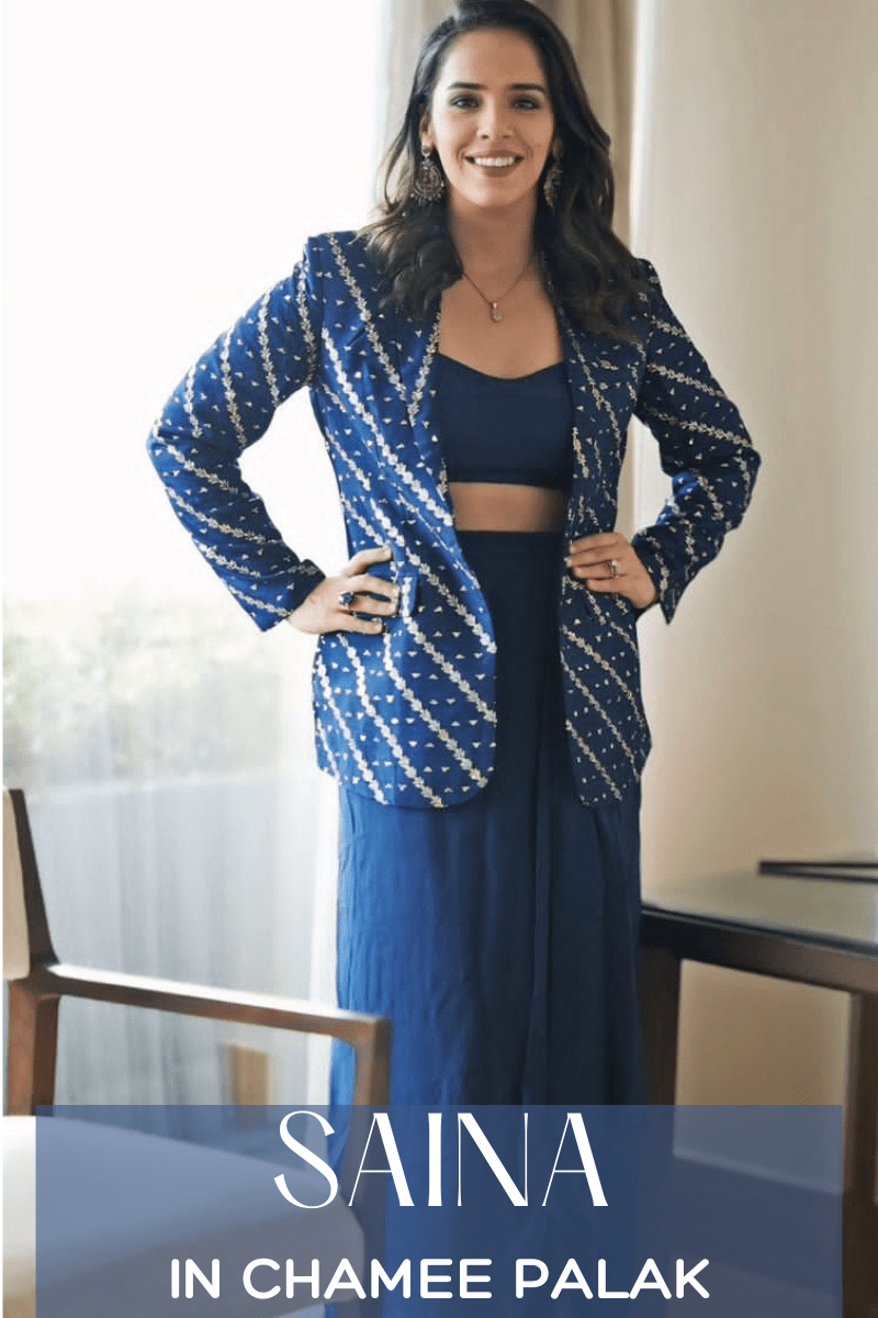 Saina Nehwal Stuns in Chamee & Palak’s Indo-Western Ensemble: A Bold Fusion of Style - Fabilicious Fashion