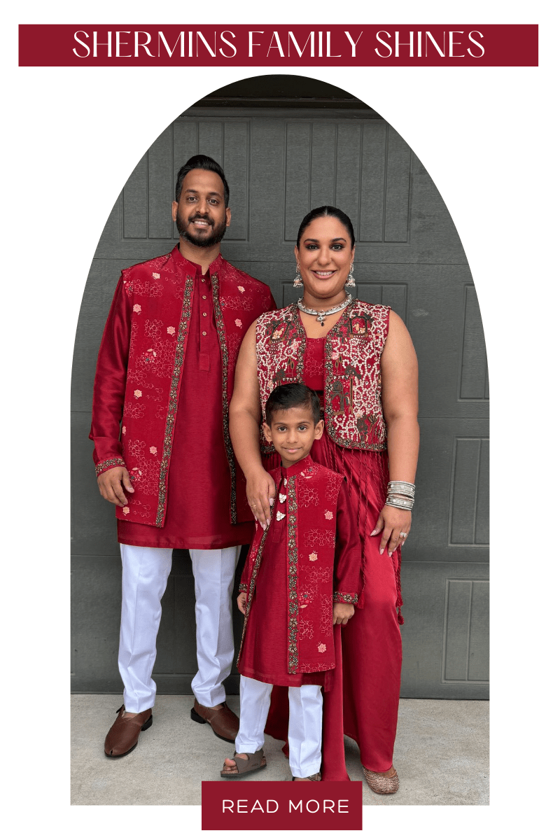 Shermin Ali and family stun in matching Indowestern Outfits in Texas - Fabilicious Fashion