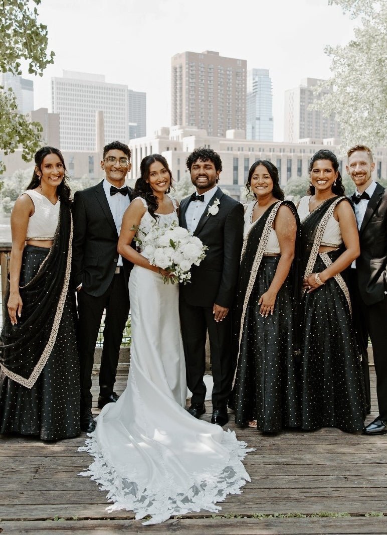 Tanya Abraham's Bridesmaids in a Black Stonework Lehenga (USA) - Fabilicious Fashion