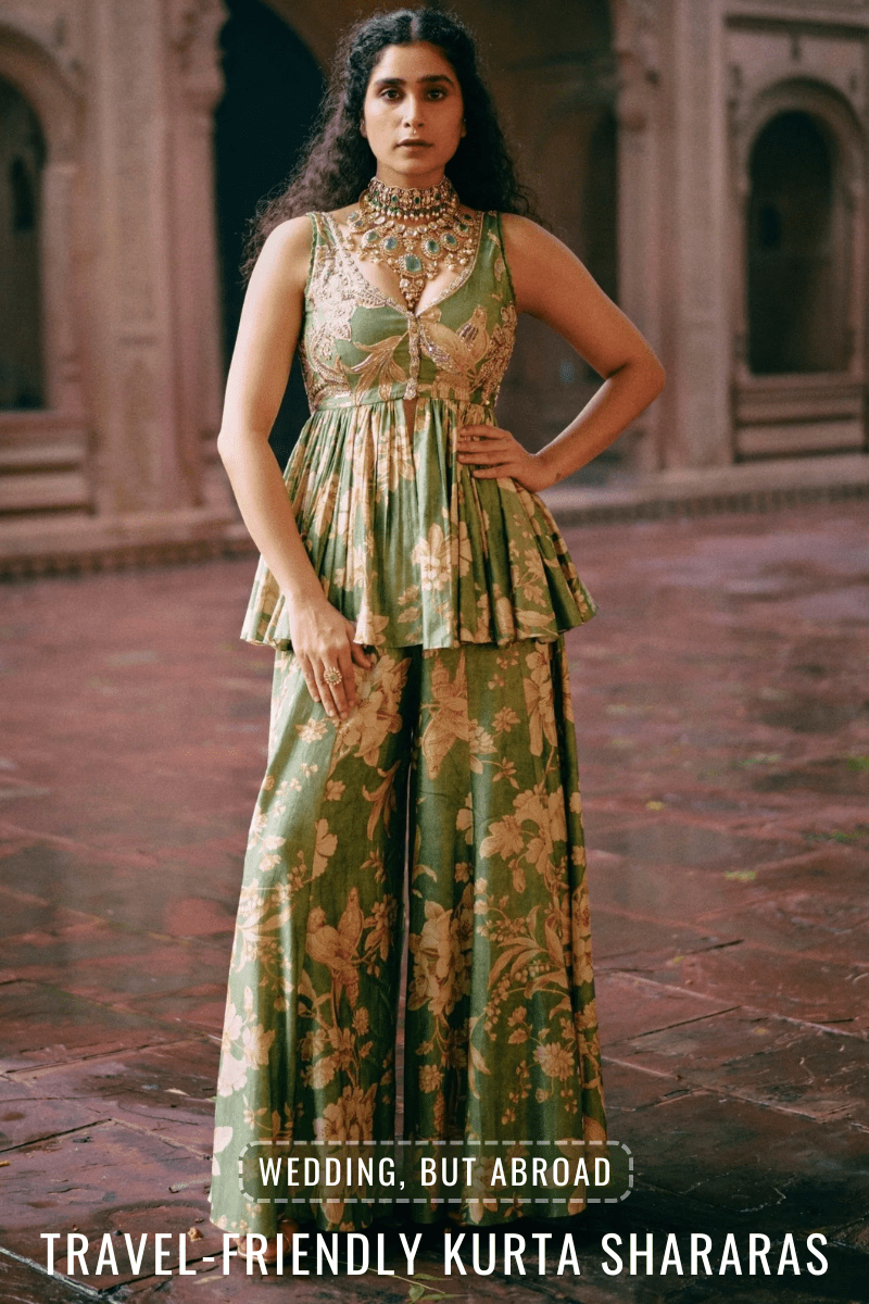 What to wear to a destination wedding: Kurta sharara sets that travel well - Fabilicious Fashion