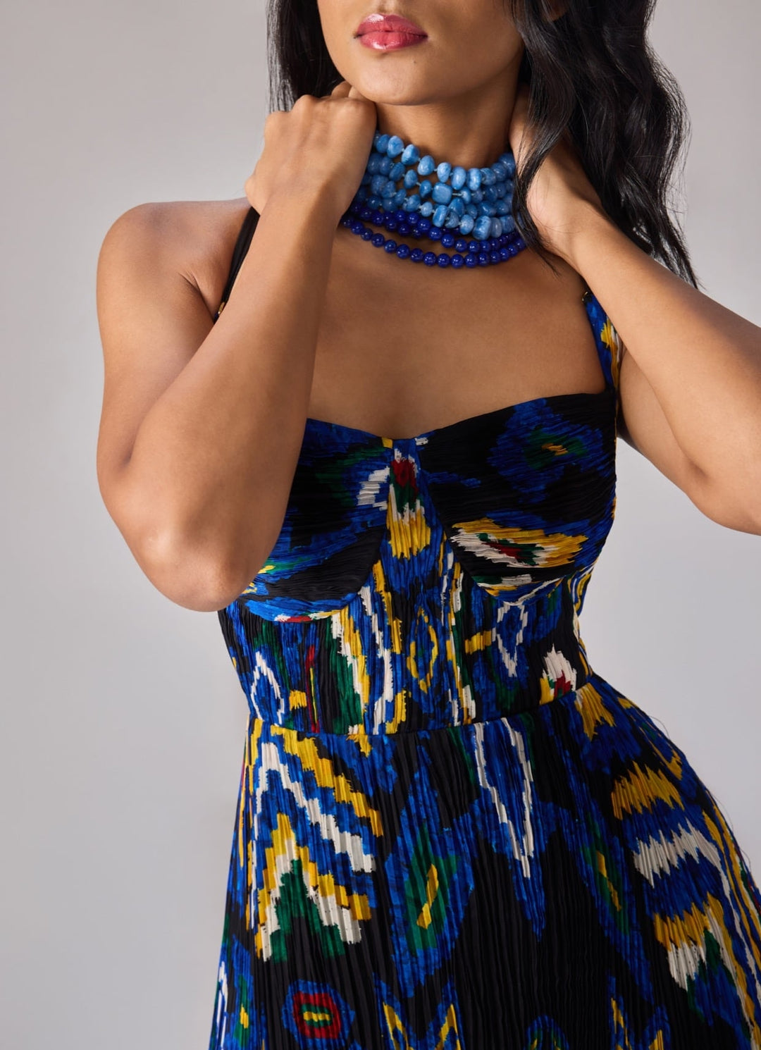 aztec blue dress Dark Blue My Peasant Dress Style Caftan in Tribal Aztec Pattern