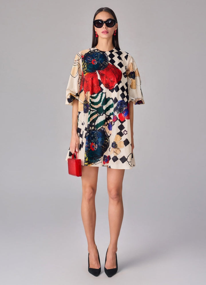 Multicolour Floral Print Shift Dress