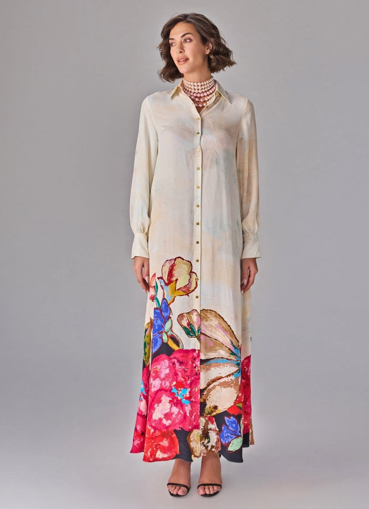 Multicolour Floral Print Shirt Dress