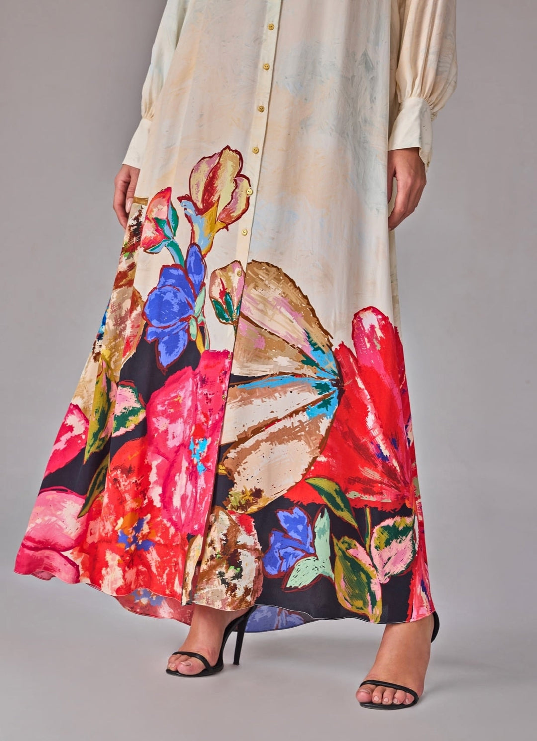 Multicolour Floral Print Shirt Dress