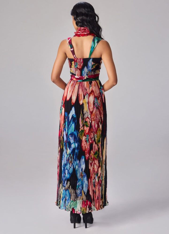 Multicolour Floral Print Maxi Dress