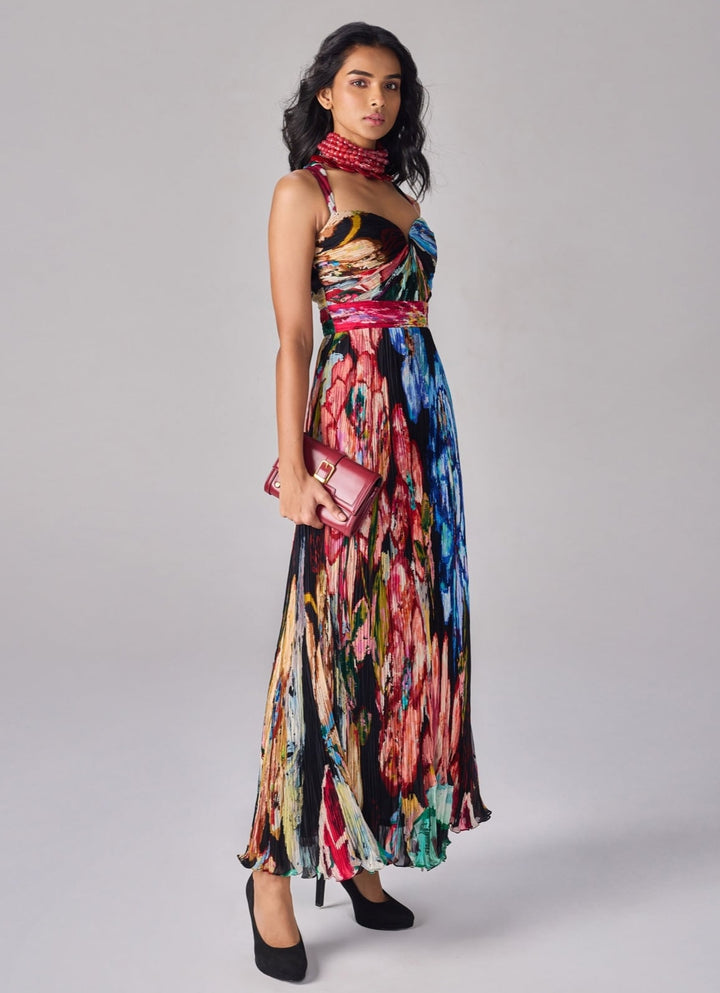 Multicolour Floral Print Maxi Dress