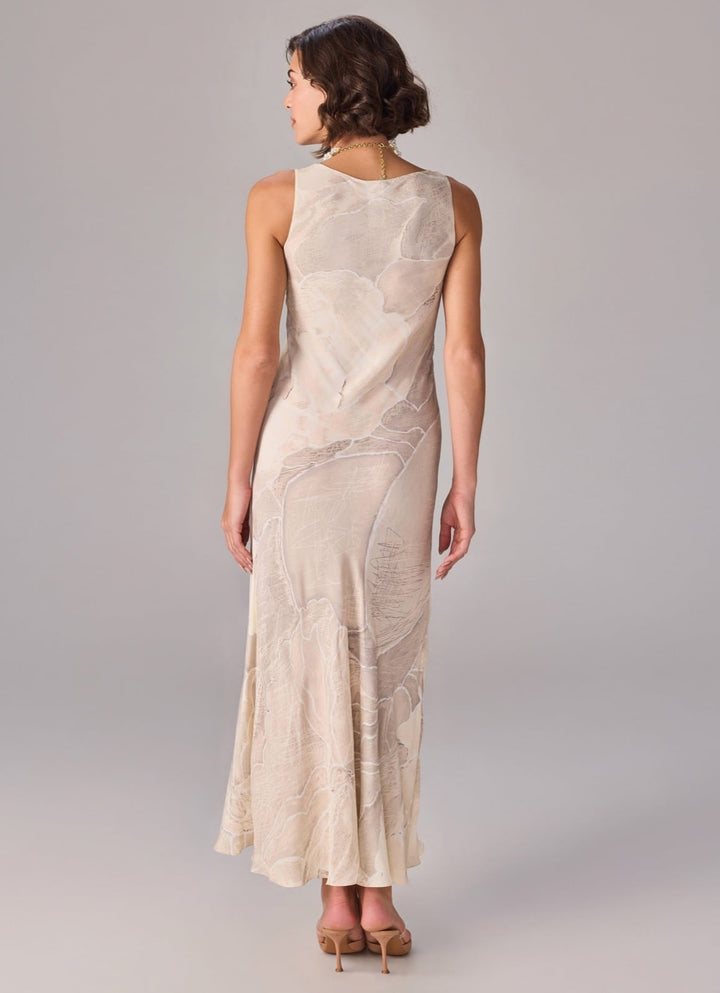 Ivory Abstract Print Column Dress
