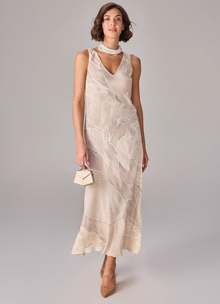 Ivory Abstract Print Column Dress