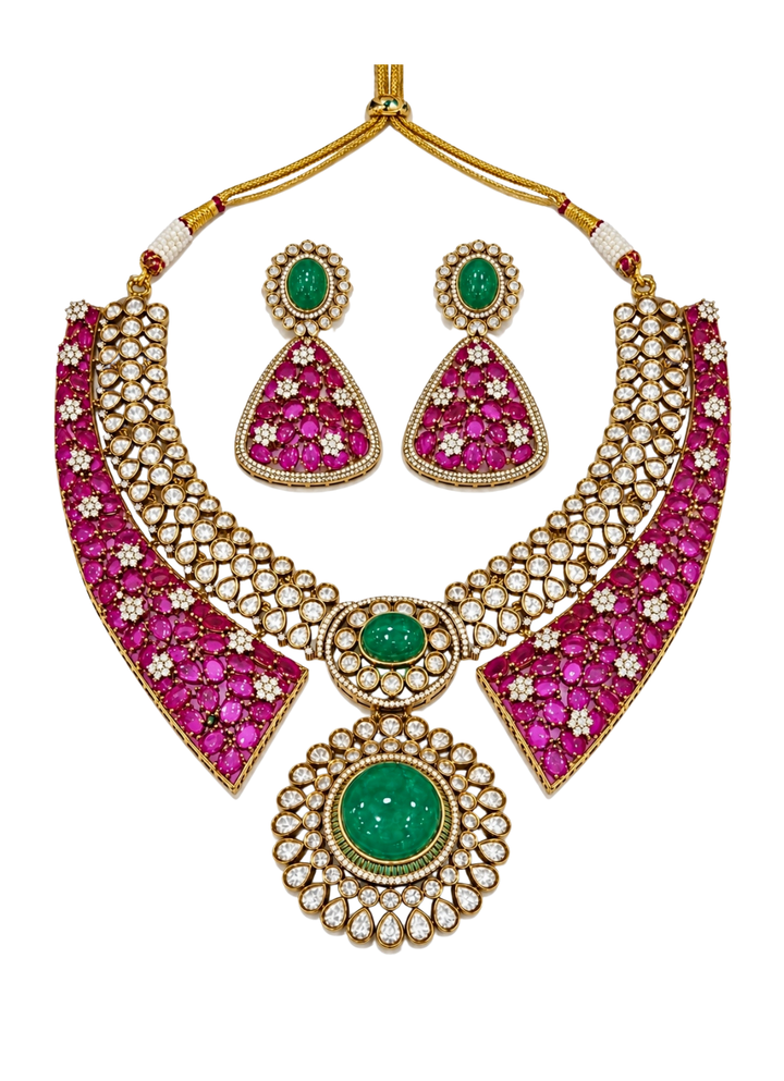 Ruby And Emerald Necklace Set