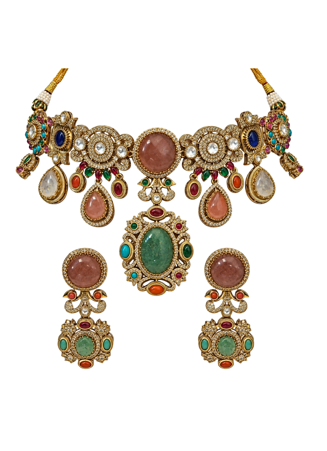Multicolor Stone Statement Necklace Set