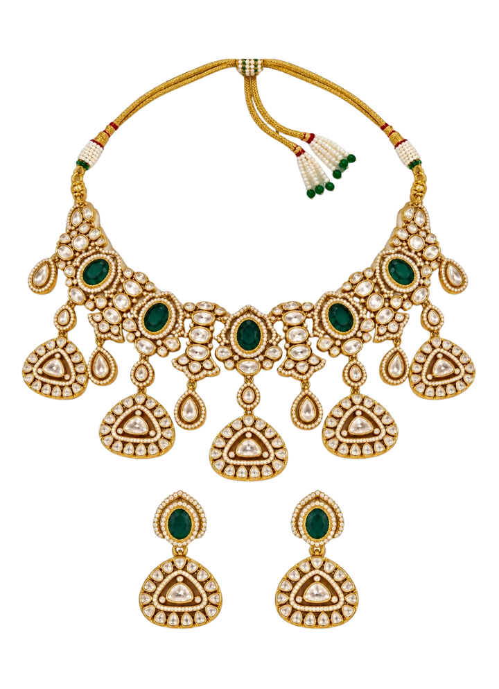 Emerald Kundan Statement Necklace Set