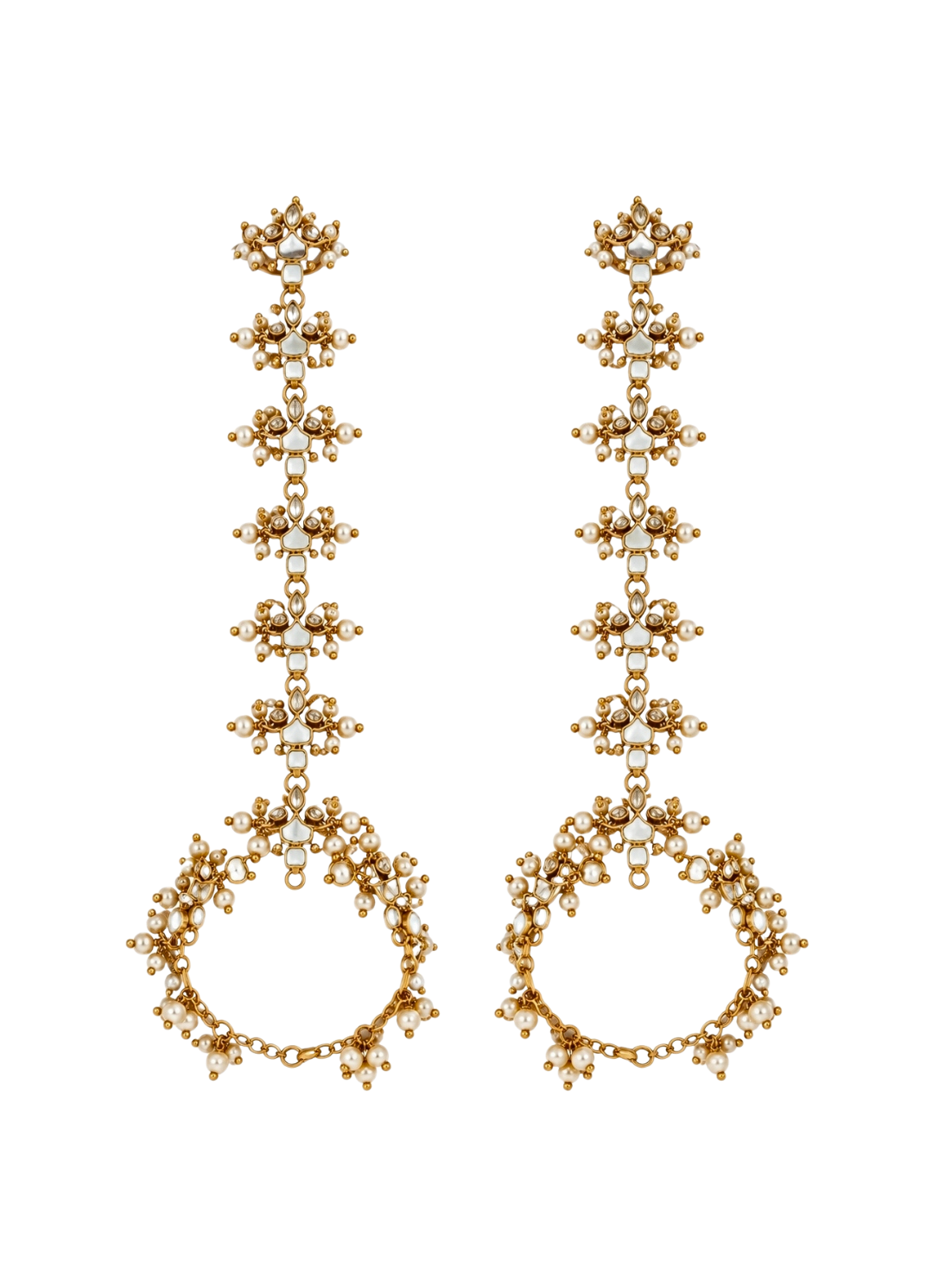 Gold Plated Pearl Kundan Hathphool