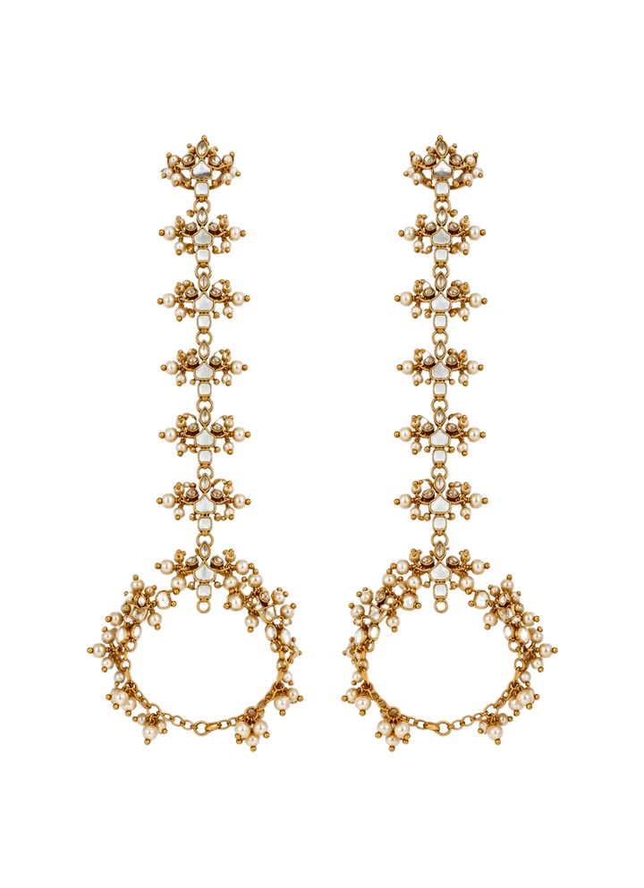 Gold Plated Pearl Kundan Hathphool