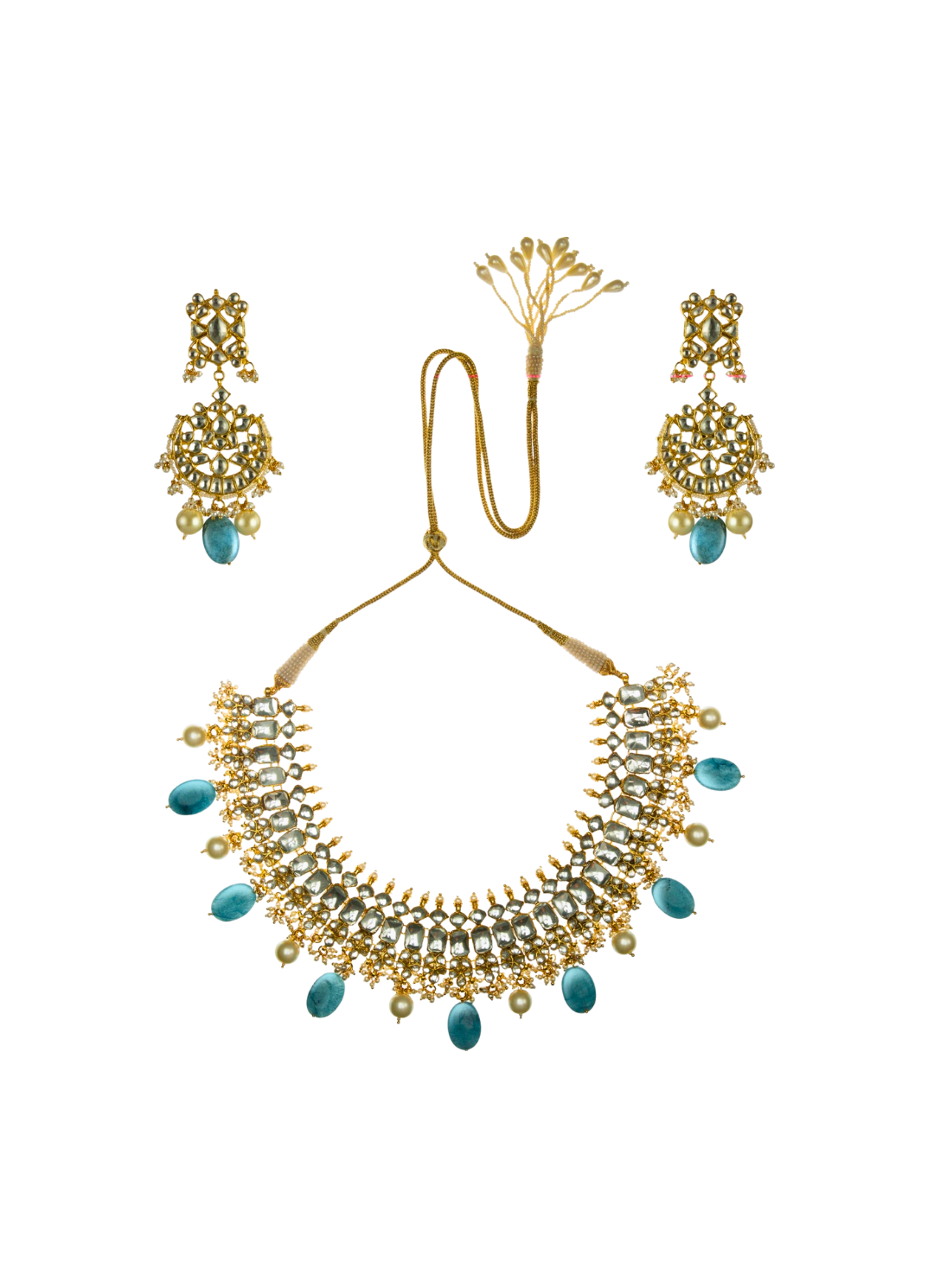 Blue Oval Shape Necklace Set