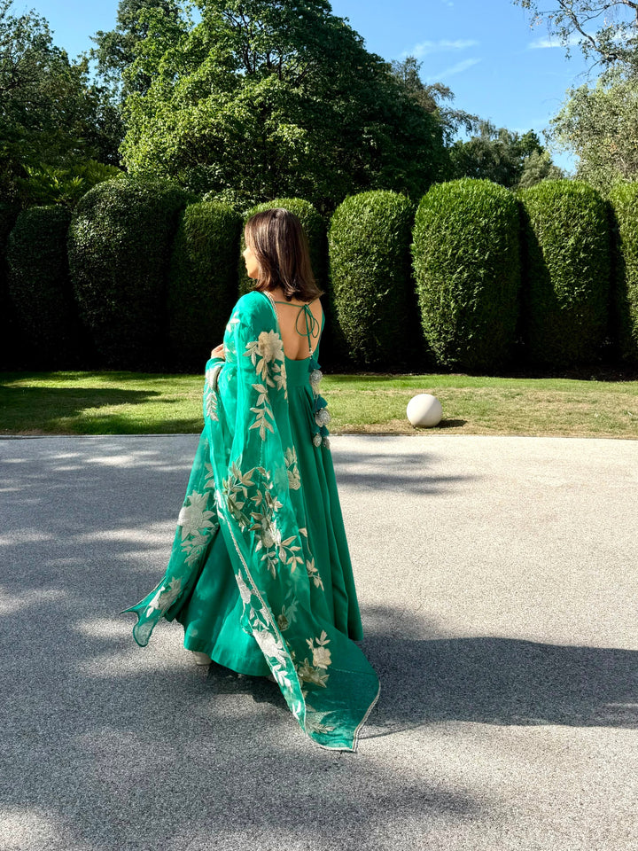 The Punam Gul Green Anarkali