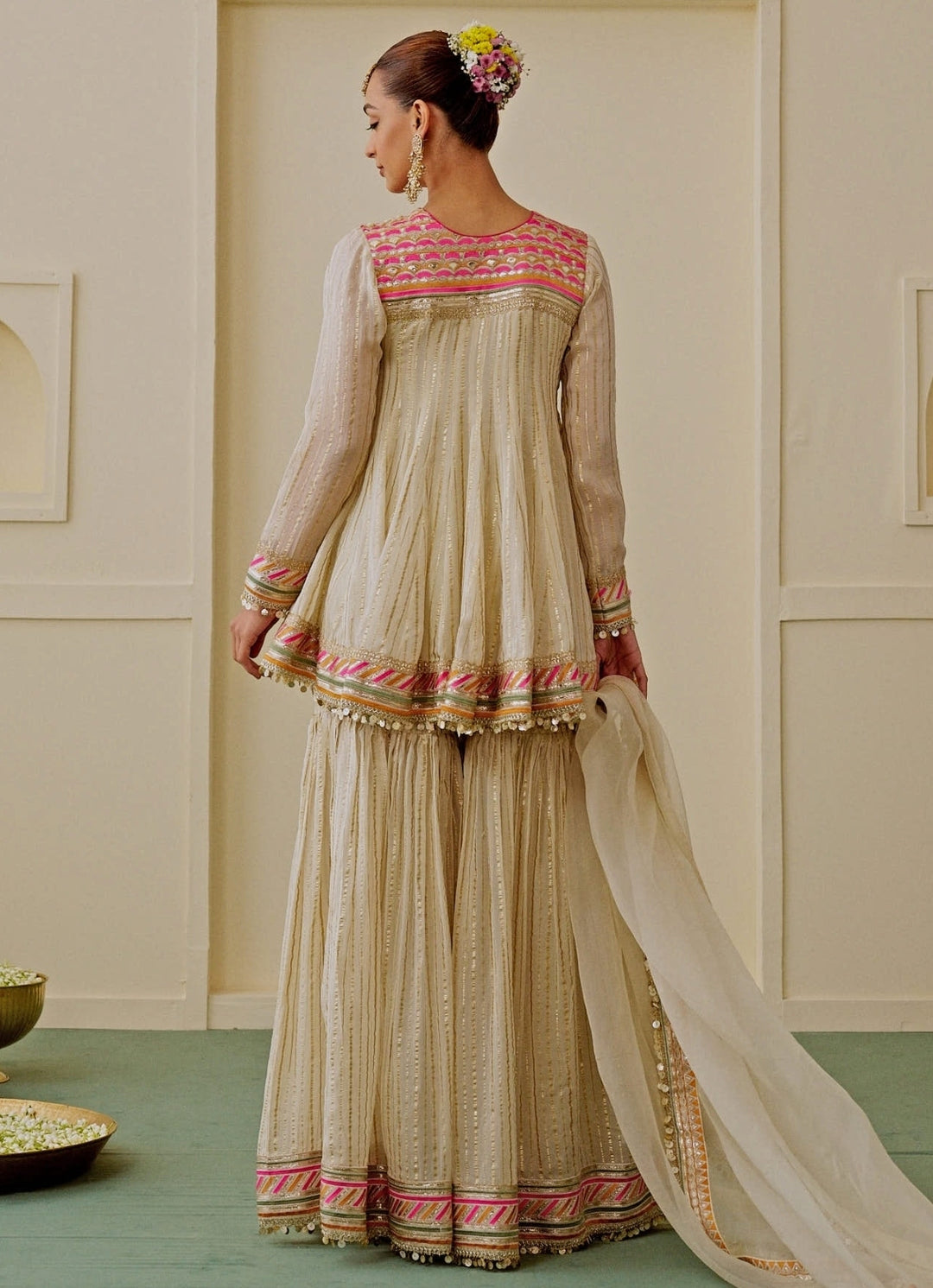 Ivory Organza Kurta Sharara Set